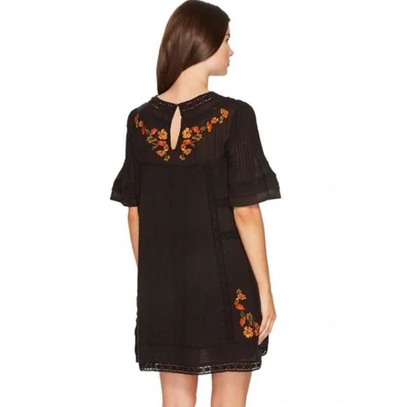 Free People Dress Womens Medium Black Perfectly Victorian Boho Whimsical Girly - Picture 3 of 10
